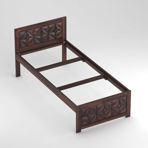 Image of Solid Sheesham Wood Bed 6.5X3 Single Bed Without Storage for Bedroom - Single Cot Wooden BedSingle Size for Living Room Guest Room - 12 Month Warranty (Asher Walnut)