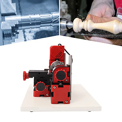 Ceraburet Multifunction Metal Motorized Mini Lathe Machine Diy Power Tool 12000Min, Red + Black Mini Lathe Machine Kit For Wood And Engineering Plastics, 28*15*15Cm/11*6*6In #TOP6