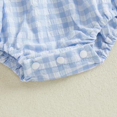 Infant Baby Boy Girl Easter Outfit Clothes Bunny Plaid Short Sleeve Romper Jumpsuit Bodysuit4