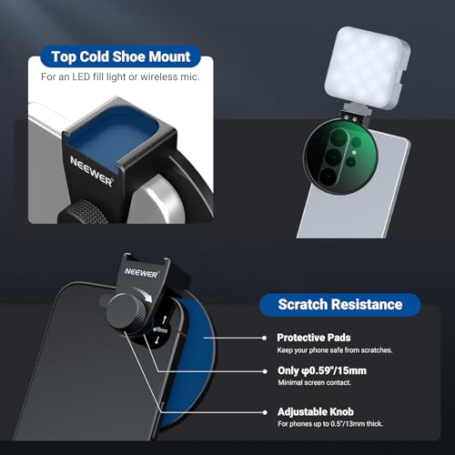 Image of NEEWER 67mm Phone CPL Filter with Cold Shoe Clip, HD Circular Polarizer Lens Filter Accessories with Adjustable Polarization, Compatible with Android Samsung S26 Ultra iPhone 17 Pro Max & More, FL-113