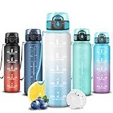 Grsta Borraccia Bambina, Borraccia 500ml, Bottiglia Senza Perdite, Bottiglia Motivazionale, Facile da Trasportare, Boraccia con Orari per Bere, Boraccia per Sport, Fitness, Scuola, Bambina