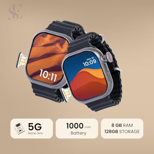 Image of SE HUB S9 HC Android Smartwatch for Men and Women with 4G SIM Support, AMOLED Display, 180 Rotating Side Camera, 2GB RAM, 16GB Storage, GPS and Bluetooth Calling, Black