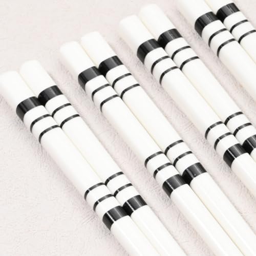 Coffret Cadeau de Baguettes en Porcelaine Japonaise, Coffret Cadeau de baguettese-Vaisselle avec étui, Baguettes en céramique d'os de Haute qualité Noires et Blanches avec 5 Paires délicates