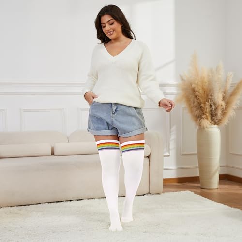 Image of Plus Size Thigh High Socks for Women Thick Thighs Cotton Knit Extra Long Over the Knee Leg Warmer