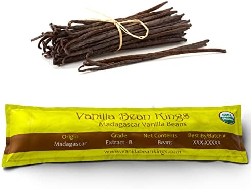 5 Organic Madagascar Vanilla Beans - Whole Grade B Pods for Baking Homemade Extract Brewing Coffee Cooking