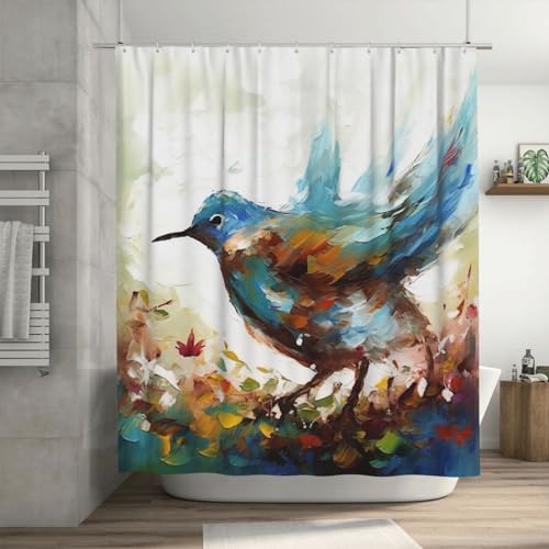 Rideau de douche oiseau d'hiver imperméable lavable 183x183cm