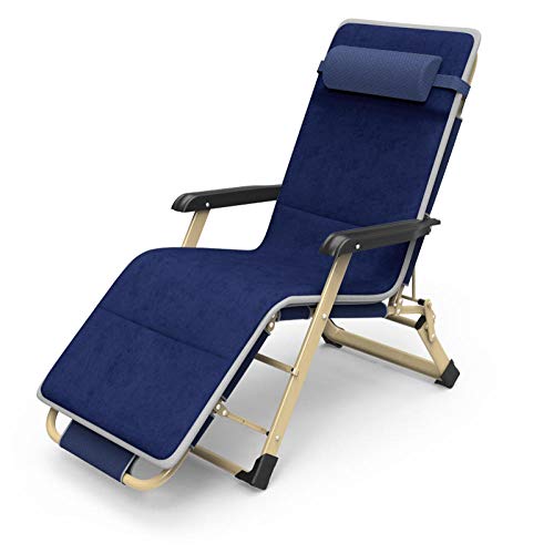 LDCBFTR Deck chair Recliners Foldable Zero-Gravity Lounge Chair Recliner Cotton Pad Adjustable Reclining Garden Outdoor Terrace Sun Lounger Can Hold Up To 150Kg-Navy + Plush Cotton Pad โ image 1
