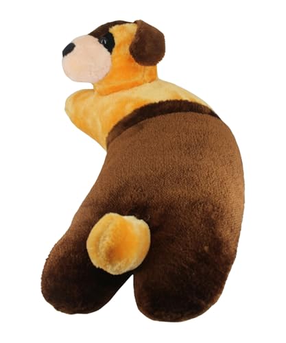 Image of Tickles Dog Soft Stuffed Plush Animal Bolster Pillow Cushion for Kids Boys & Girls Birthday Gift (Size: 40 cm Color: Yellow & Brown)