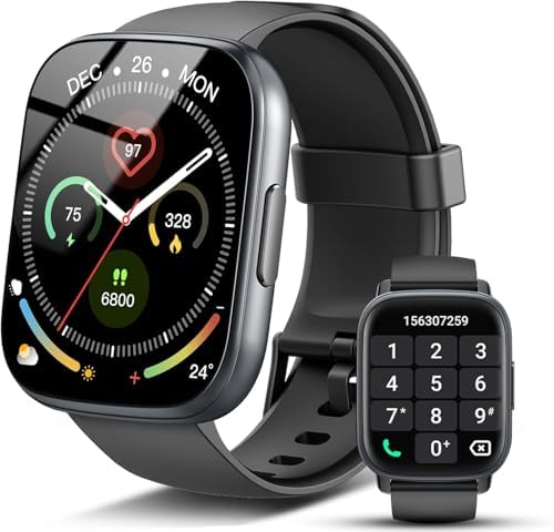 Smartwatch Herren Damen, 1,95'HD Touch Fitnessuhr mit Telefonfunktion, 110+Sportmodi Smart Watch Fitness Tracker mit Pulsmesser Schlafmonitor Schrittzähler, IP68 Wasserdicht Sportuhr für iOS Android