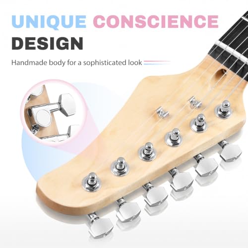 Image of Ktaxon 39 Inch Solid Body Electric Guitar with H-H Pickup, Sky Blue | 6 Strings Guitarra Electrica with Gig Bag, Strap, Whammy Bar, Maple Neck for Beginners & Musicians, Rock Metal, Right Hand