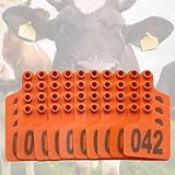 DMBAOD Rinder-Ohrmarken 001-500, Rinder-Ohrmarken mit Nummern, Vieh-Identifikations-Ohrmarken, Tier-Ohrmarken für Ziegen, Rinder, Kühe, Kalb, Schaf, Schwein Orange 7.5 * 10cm (2.95 * 3.93in) 201-300