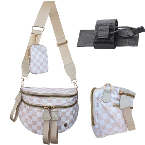 Security Carry Bum Bag CCW Fanny Pack with RFID Pouch(Beige+white)
