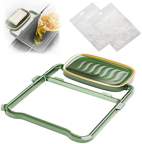 Kitchen Sink Strainer, Foldable Sink Filter Rack with 100 Pcs Disposable Fine Mesh Bags, Kitchen Sink Accessories, Kitchen Residue Filter Screen Holder