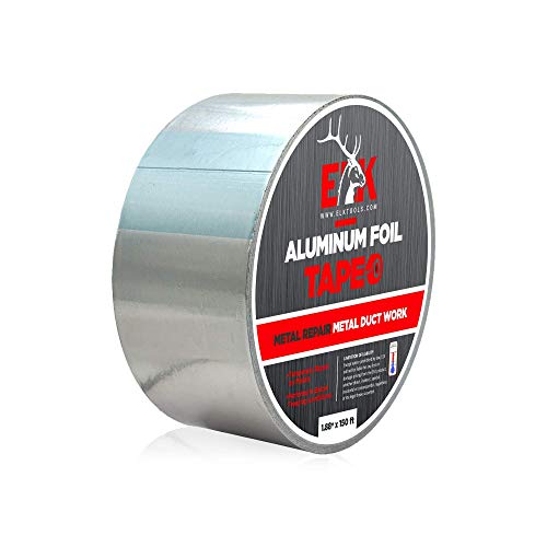 ELK Aluminum Foil Tape for Metal Repair, Air Ducts, Insulated Pipes, HVAC, Sealing Ductwork - Vapor, Exhaust and Heat Resistant Safe - Professional Grade Insulation Sealer (Silver, 1.88 in x 150 ft)