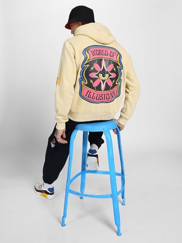 Image of Veirdo Cotton Fleece Regular Fit Full Sleeve Hooded Sweatshirt Front and Back Graphic Printed Jumper Hoodie for Men