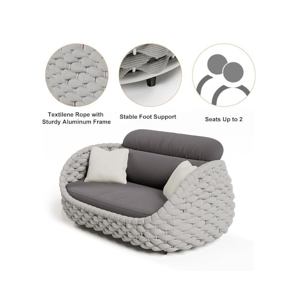 Homary Gartenlounge Set 4-teilig Aluminium & Seil