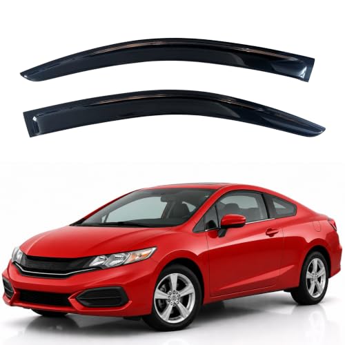 Image of KPY Rain Guards Fit for 2012-2015 Honda Civic Coupe, Out-Channel Window Visors Vent Wind Deflectors 2PC, Car Accessories for 12-15 Civic (Coupe Only)