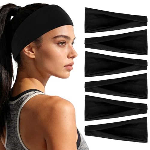 Image of YARIEW 6Pcs Headbands Paisley Bandanas Head Bands Sweat Band Hair Wrap Headwrap Fashion Boho Wide Thick Workout Yoga Elastic Headbands Mens Cooling Running Sports Headband Sweatbands for Women and Men