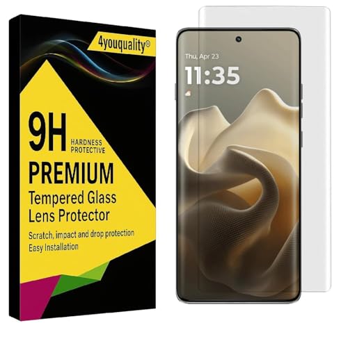 Image of 4youquality (1 Pack UV Tempered Glass for Motorola Edge 60 Pro| 3D Curved Edge UV Glue Screen Protector | Full HD Clarity | 9H Hardness | Fingerprint Sensor Compatible | Easy Installation