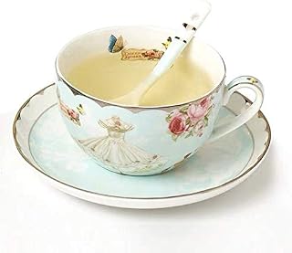 YBK Tech Euro Style Cup& Saucer Set Bone China Ceramic Tea Coffee Cup