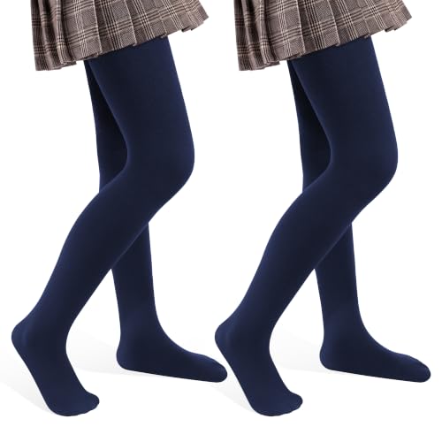 Image of 2 Pack Girls Tights Dance Tights Ballet Girls School uniform Footed Leggings Stockings for Kids 1-13 Years