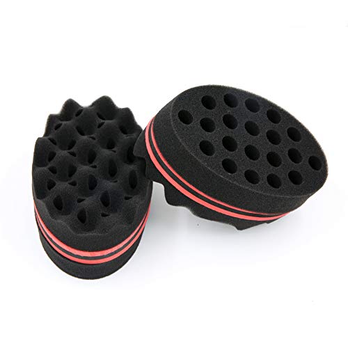Coobi Big Holes Barber Hair Brush Sponge Dreads Locking Twist Afro Curl Coil Wave Hair Care Tool-2 Pack