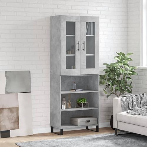 ShGaxin Aparador Alto Madera contrachapada Gris hormigón 69,5x34x180 cm, Aparadores para Salon, Aparador Entrada Recibidor, Aparador Cocina, Vitrinas para Salon, Muebles Auxiliares 3198749