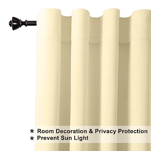 Image of THE LINEN COMPANY Duck Canvas Cotton Curtains 6 Feet Long, Solid Door & Window Curtains, 6ft Set of 2, Butter Cream