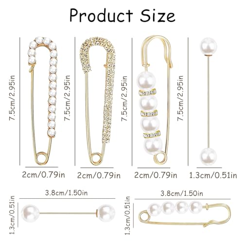 12 PCS Sweater Shawl Clips Retro Sweater Shawl Clips Faux Crystal Pearl Brooch Pins for Women Girls Costume Accessory2