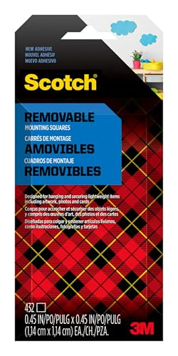 Scotch Removable Double-Sided Mounting Squares 432 Pre-Cut Foam Squares 0.45 in. x 0.45 in. Removes Easily Without Leaving Any Residue Photo-Safe Mess-Free Application (7225AMS-ESF)