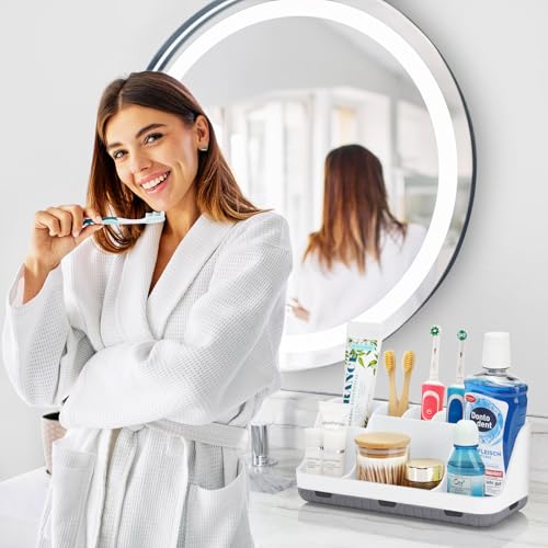 Zahnbürstenhalter für Badezimmer Organizer, Elektrische Zahnbürste und Zahnpasta Halter, 7 Slots Badorganizer für Badezimmer und Familie (White) 2