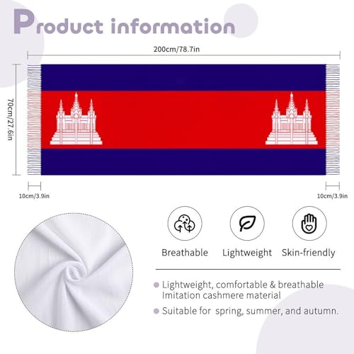 Tassel Scarves for Women,Patriotic Theme Flag Pattern Long Shawl Wraps Scarf Warm Printed Scarfs for Winter Fall Scarves-302