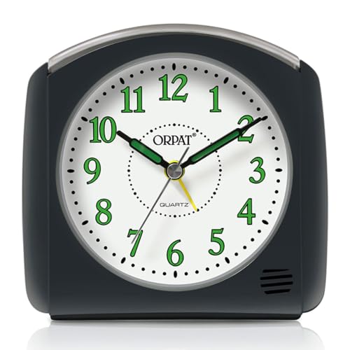 Ajanta Orpat Time Piece Snooze Buzzer Alarm Clock with Light Function (Plastic_105X100X50mm) (T.Grey)