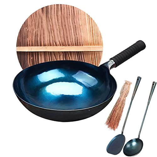 Wok de Hierro Fundido con Tapa de Madera 36cm