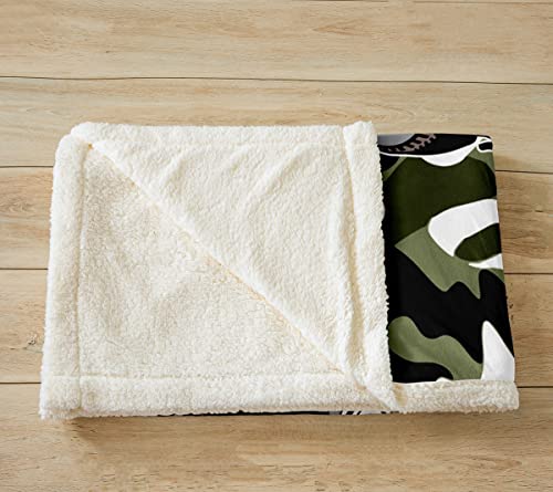 Camouflage Sherpa Blanket Camo Truck Tank Helicopter Teen Camo Green Fleece Throw Blanket Kids Boys Girls Army Vehicle Plush Blanket Transport Fuzzy Blanket for Sofa Bed,Double 60x79 Inch - Image 3
