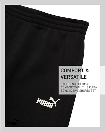 Image of PUMA Boys' Shorts Set - 2 Piece Soft Fleece Matching Athletic Pullover Hoodie Sweatshirt and Shorts for Boys (Sizes 8-16)