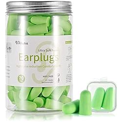 Tapones Oídos Espuma Uktunu 70 Pares de Suaves Tapones Oidos que Bloquean los Ruidos Protectores Auditivos para Dormir, Estudiar, Viajar, Reducción de Ruido