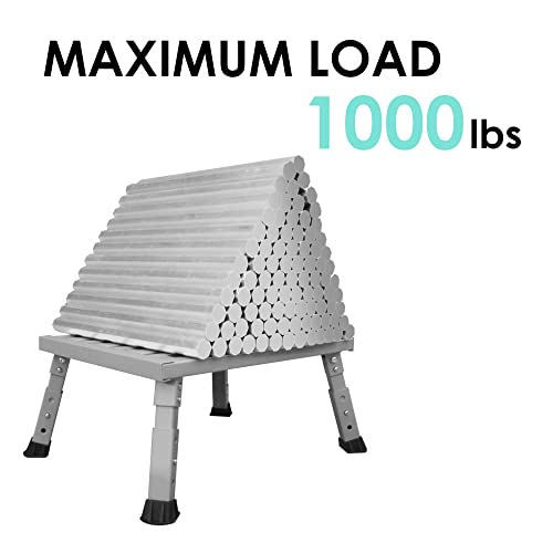 Depsunny Adjustable Height Aluminum Rv Step, Stable Foldable Platform Step Stool, Supports Up To 1,000 Lb, Non-Slip Rubber Feet And Platform Mat, Easy To Carry (Silver) #TOP5
