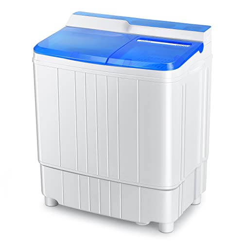 COSTWAY Twin Tub Washing Machine, 4.5KG Total Capacity Portable Laundry Washer Spin Dryer with...