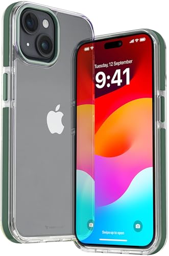 Image of Vaku Luxos Apex Series Back Cover Case for iPhone 15 Plus Metal Frame Camera Bump Scratch Resistant Slim Thin Military-Grade Protection - Green