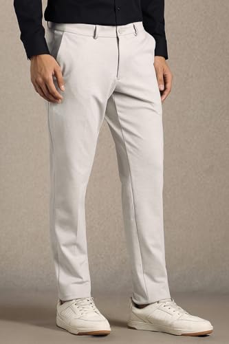 Image of Louis Philippe Men's Comfy Tapered fit Knitted & 4 Way Stretch Casual Trouser