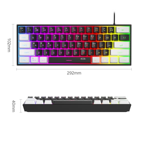 Image of MageGee TS91 Ergonomic Waterproof Mechanical Feeling Office Computer KeyboardMini 60% Gaming Keyboard,RGB Backlit 61 Key Ultra-Compact Keyboard, for Pc,Mac,Ps4,Xbox One Gamer,Wired(Black&White)