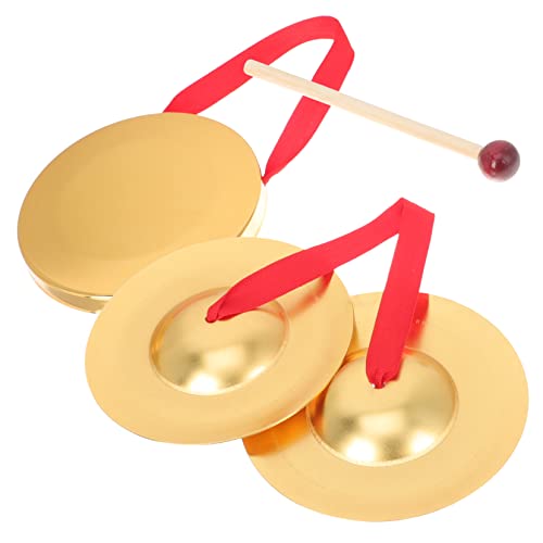 Abaodam 1 Set Lion Dance Gong Desktop Toys Kids Musical Instruments Mini Toy Copper Hand Cymbals Finger Cymbals Children Toys Interesting Gong Toy Funny Percussion Toy Portable Gong Toy #TOP29