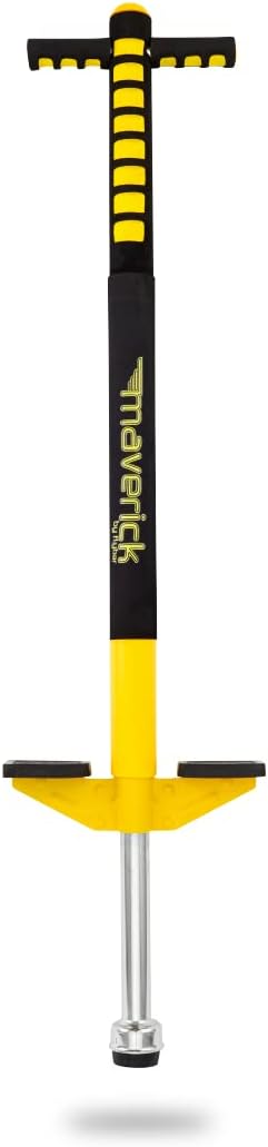 Flybar Maverick Pogo Stick for Kids Ages 5+, 40 to 80 Pounds, Perfect for Beginners, Easy Grip Handles, Anti-Slip Pegs, Outdoor Toys for Boys, Jumper Toys for Girls, Outside Toys for Kids Yellow/Black Foam Pogo Stick