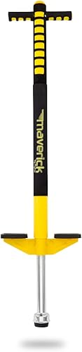 Miniatura 40 de Flybar Maverick Pogo Stick para niños a partir de 5 años, 40 a 80 libras, perfecto para principiantes, asas de fácil agarre, clavijas Negro/Plateado