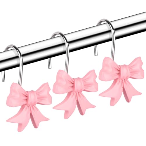 12 pcs Bow Knot Shower Curtain Hooks,Home Decorative Shower Curtain Rings - image 5