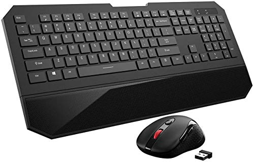 VicTsing Wireless Keyboard and Mouse Combo, 2.4G 104-Key Chiclet Wireless Keyboard with Palm