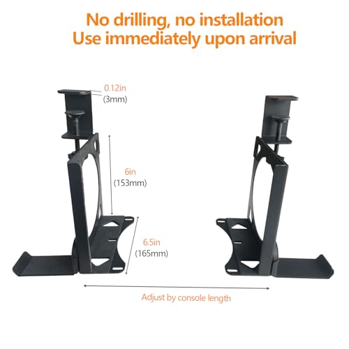Image of No Drilling Under Desk Mount for Xbox Series X with Handle Storage,Free Installation Table Holder Compatible with Xbox X,Stealth Horizontal Gaming Desk Stand Accessories for XSX(Upgrades)