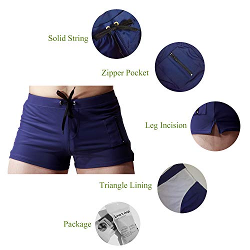 Image of TONLEN Mens Swimwear Short Swim Trunks with Zipper Pocket