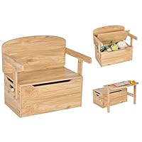 COSTWAY Wooden Toy Box, 3-in-1 Convertible Kids Bench/Desk Chair Set/Storage Chest with Lid, Multifunctional Children's Organizer Cabinet for Playroom Bedroom
